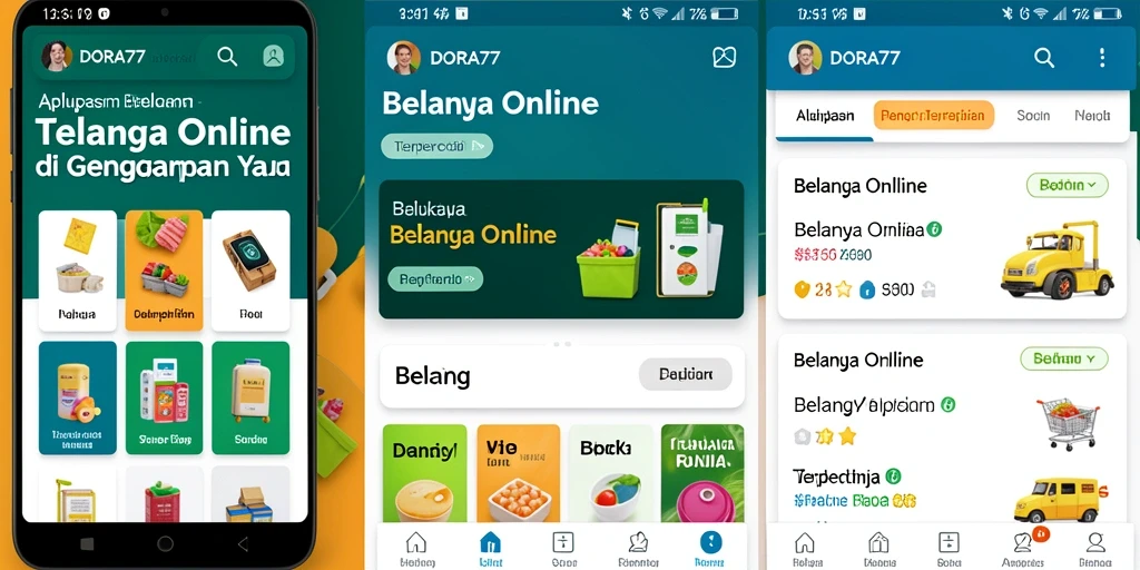 Antarmuka aplikasi DORA77 yang menarik dan mudah digunakan.