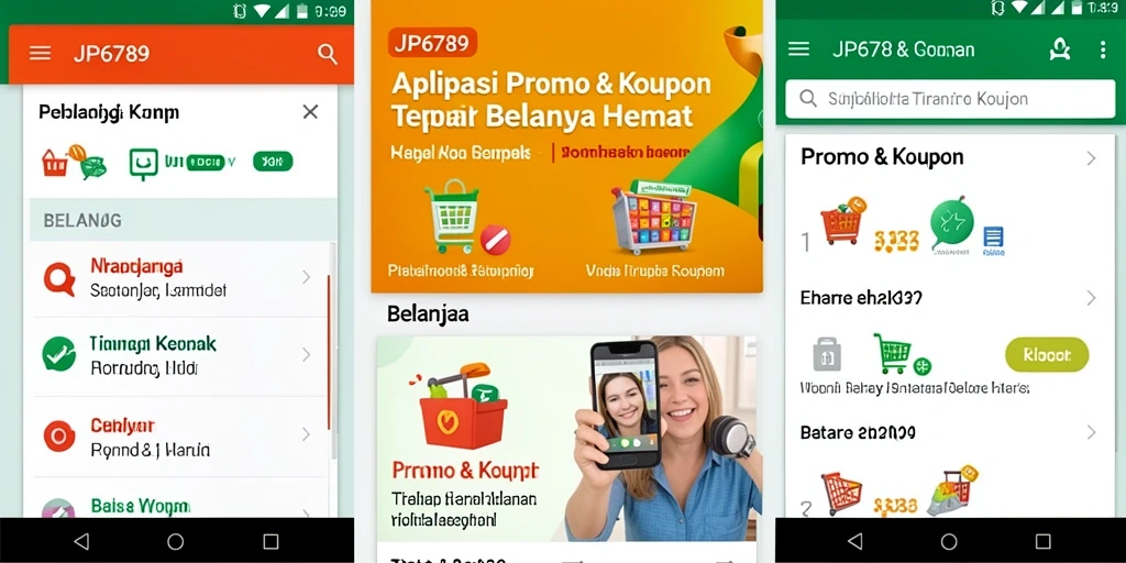 Tampilan antarmuka aplikasi JP6789 yang menarik dan fungsional untuk promo & kupon.