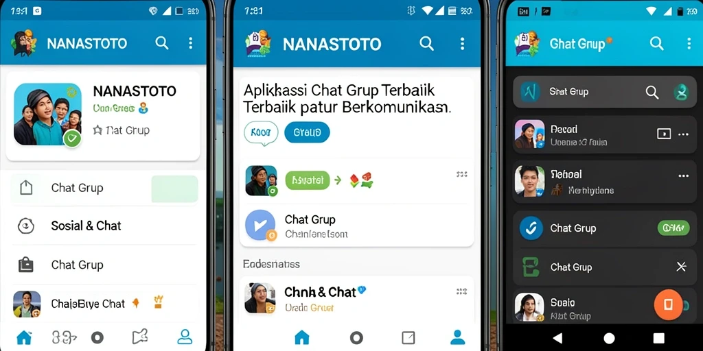 Antarmuka NANASTOTO yang menarik dan fungsional untuk Chat Grup.