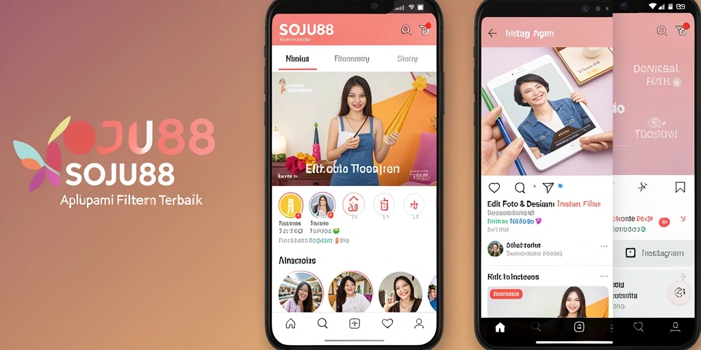 Antarmuka SOJU88 dengan berbagai filter Instagram yang menarik.