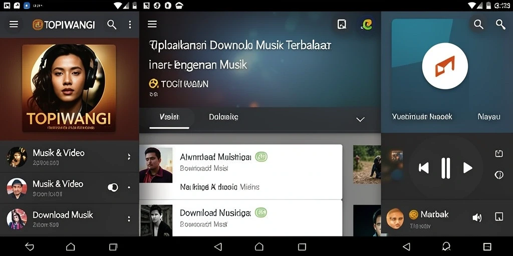 Tampilan intuitif dari aplikasi Download Musik TOPIWANGI yang memudahkan pengguna.