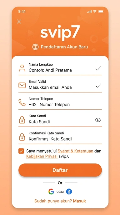 Daftar Akun Baru svip7 Di Android Indonesia